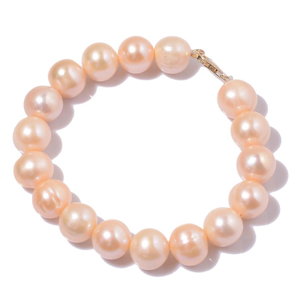 9K Y Gold Rare Size Fresh Water Peach Pearl Bracelet (Size 7.5) 100.000 Ct.