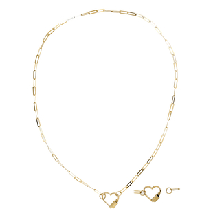 Italian Made One Time Close Out Deal- 9K Yellow Gold Heart Paperclip Necklace (Size - 20), Gold Wt. 
