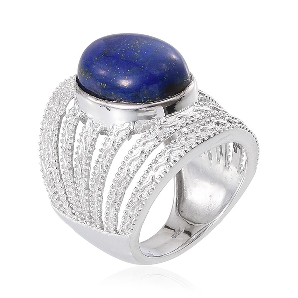 Lapis Lazuli (Ovl) Ring in Platinum Overlay Sterling Silver 13.000 Ct.