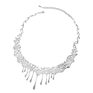 LucyQ Lace Drip Necklace in Rhodium Plated Silver 68 Grams 14.5 with 4 inch Extender