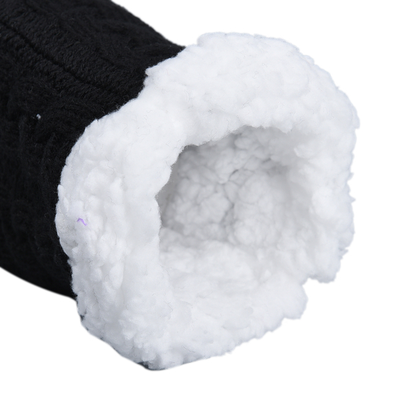 Argan Oil Infused Sherpa Lined Socks (Size 4-7) - Black