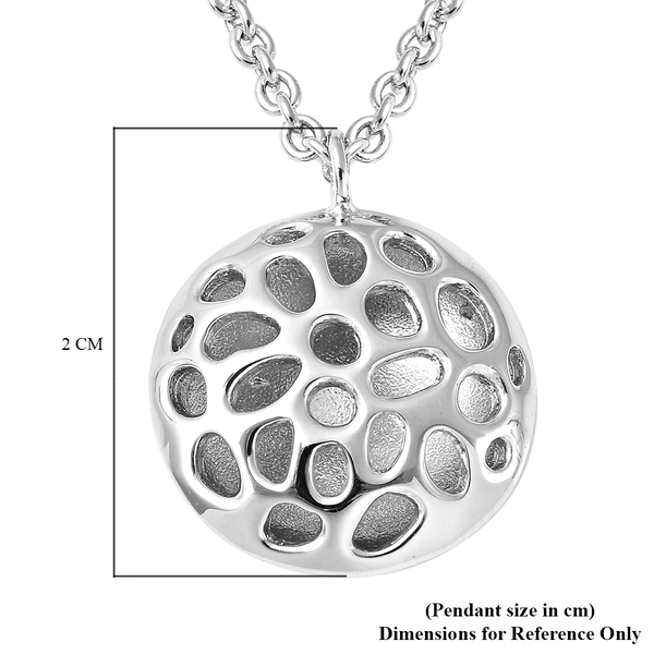 RACHEL GALLEY Disc Collection - Rhodium Overlay Sterling Silver Lattice Disc Locket Pendant with Chain (Size 20) with T - Bar Lock, Silver wt. 8.47 Gms