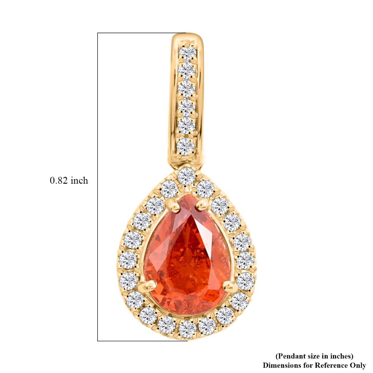 14K Yellow Gold  AAA   Nigerian Spessartite Garnet ,  White Diamond  I2 Pendant 1.75 ct,  Gold Wt. 1.52 Gms  1.750  Ct.