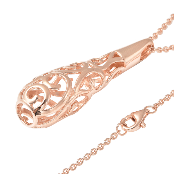 LucyQ Air Drip Collection - Rose Gold Overlay Sterling Silver Air Drip Pendant with Chain (Size 20/24/30), Silver Wt. 11.02 Gms