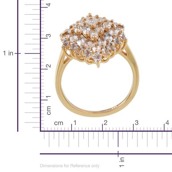 Espirito Santo Aquamarine (Mrq), White Topaz Cluster Ring in 14K Gold Overlay Sterling Silver 2.000 Ct.