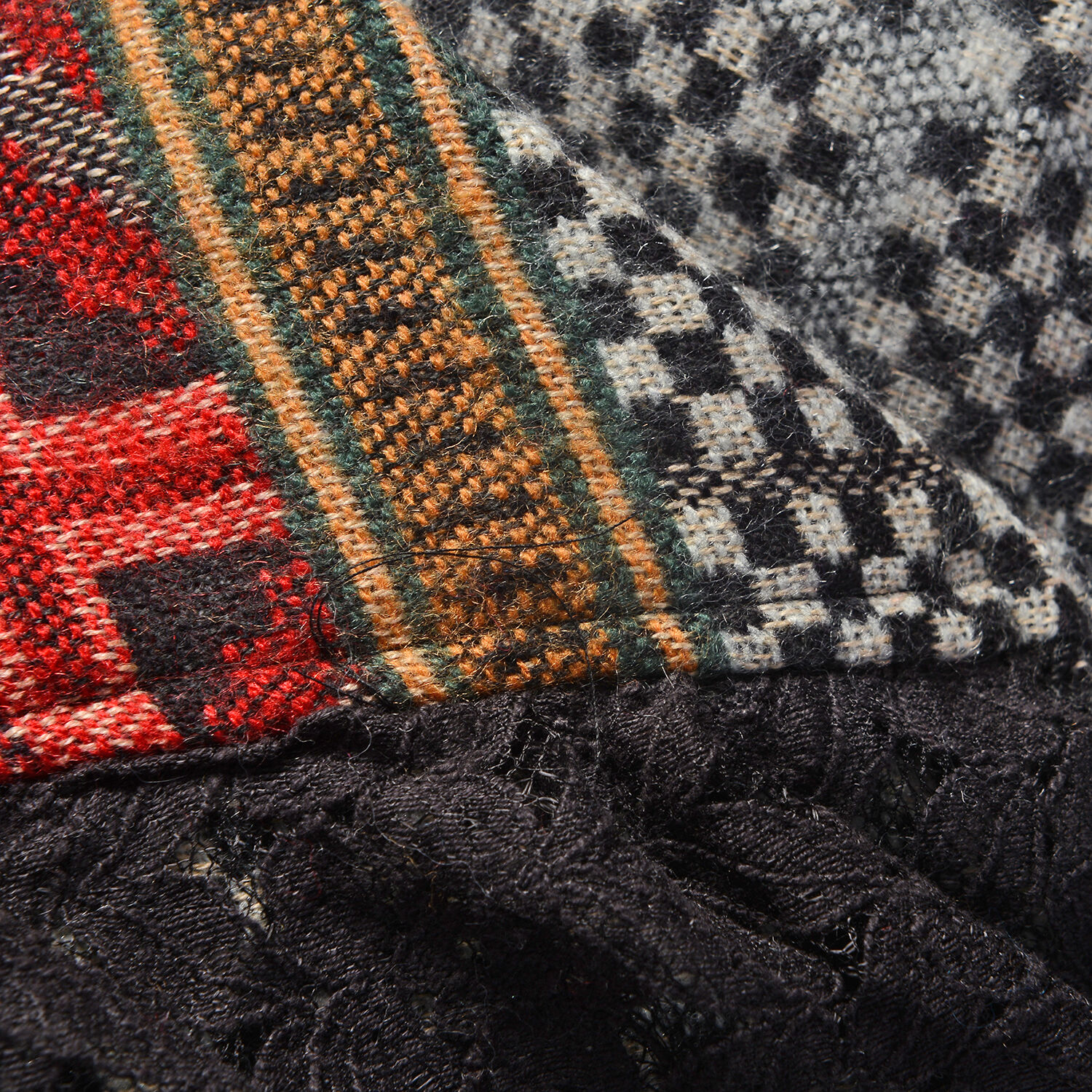 Black,White and Multi Colour Top with Net Flared Sleeves (Size 79 x 63 cm)