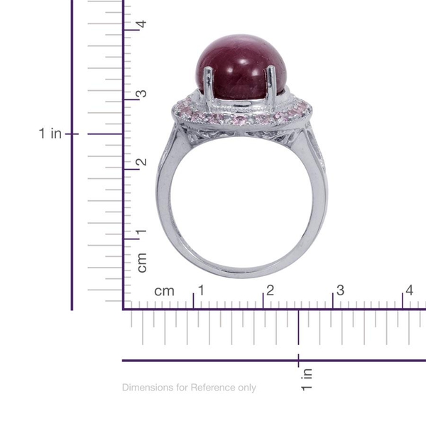 Star Ruby (Ovl 17.50 Ct), Pink Sapphire Ring in Platinum Overlay Sterling Silver 18.250 Ct.