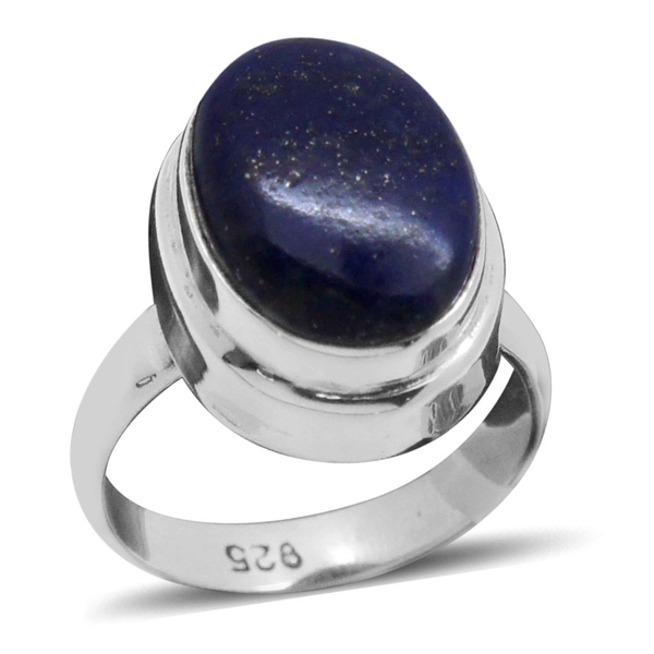 Royal Bali Collection Lapis Lazuli (Ovl) Solitaire Ring in Sterling Silver 6.580 Ct.