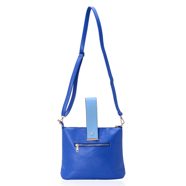 Royal and Light Blue Colour Tote Bag With External Zipper Pocket, Adjustable and Removable Shoulder Strap (Size 31x23x7.5 Cm)