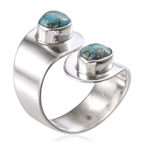 Jewels of India Blue Copper Turquoise (Ovl) Ring in Sterling Silver 2.180 Ct.