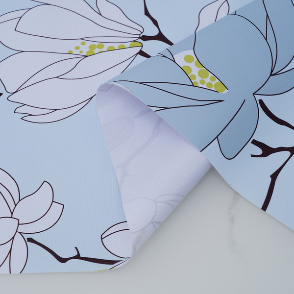 100% Waterproof PVC Table Cloth with Floral Pattern (Size 200x137cm) - Baby Blue