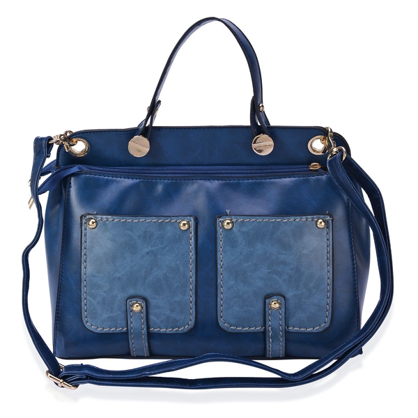 Retro Style Satchel with External Pocket and Adjustable and Removable Shoulder Strap (Size 32x23x8 C