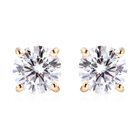9K Yellow Gold Moissanite Stud Earrings (with Push Back) 1.45 Ct.
