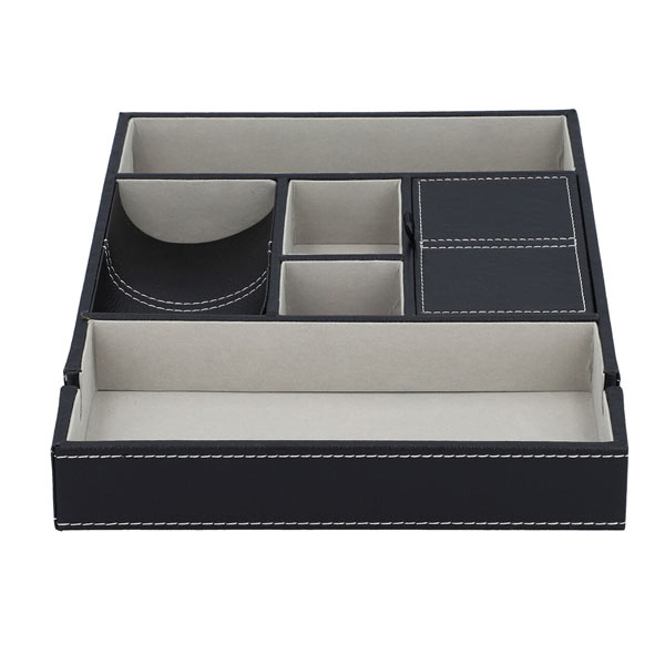 6 Section Portable Jewellery Organiser (Size 35x24x4Cm) - Black