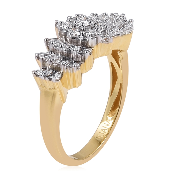 ILIANA 18K Yellow Gold IGI Certified Diamond (Rnd) (SI/G-H) Ballerina Ring 1.000 Ct.