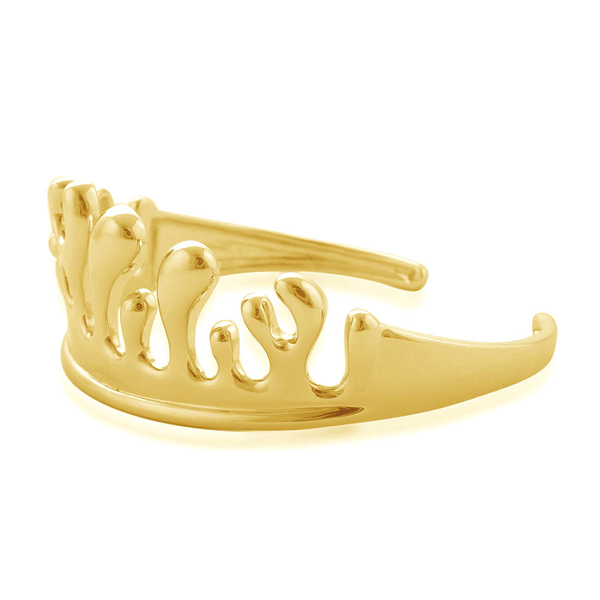 LucyQ Motion Ocean Cuff Bangle (Size 7.5) in Yellow Gold Overlay Sterling Silver 21.34 Gms.