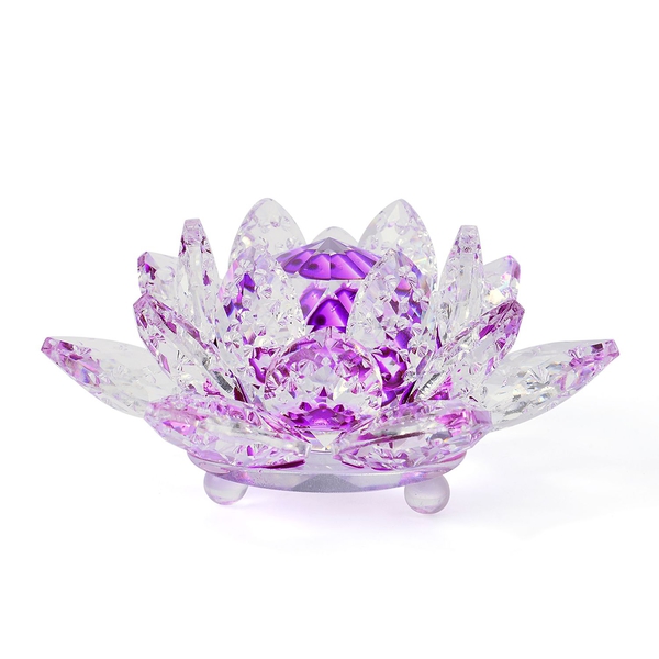 Hand Crafted AAA Purple Austrian Crystal and Faceted Glass Lotus With a Gift Box