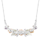 Jardin Collection - Yellow Mother of Pearl, Citrine and Multi Gemstone Enamelled Floral Necklace (Size 18) in Rhodium Overlay Sterling Silver, Silver wt 7.10 Gms