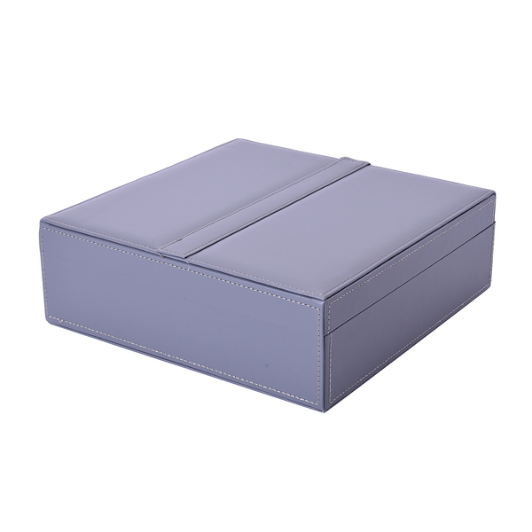 Two-Layer Grey Jewellery Box with Multiple Compartments and Mirror (Size 26x26x9cm)