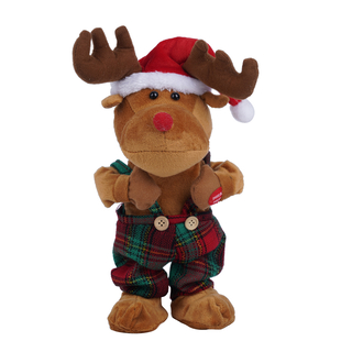 Christmas Electric Reindeer Dancing Toy with Music (Size 30x12x10Cm) - Brown