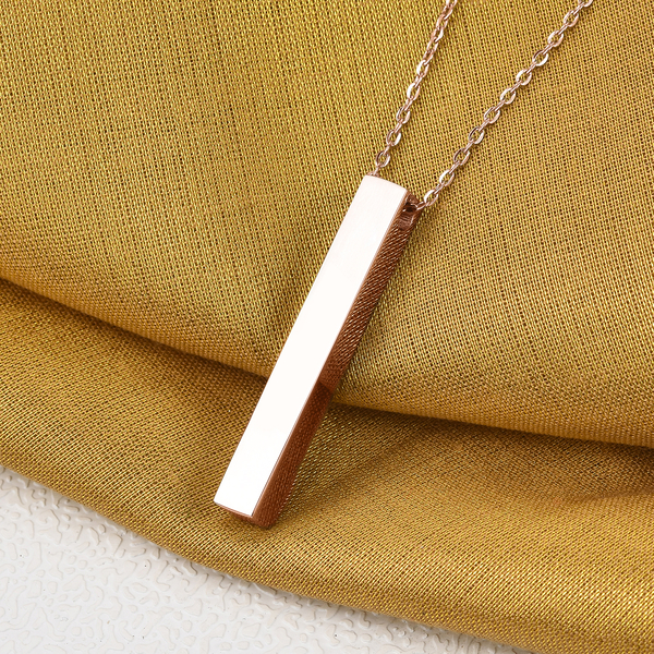 Bar Necklace (Size 24) in Rose Gold Tone Stainless Steel