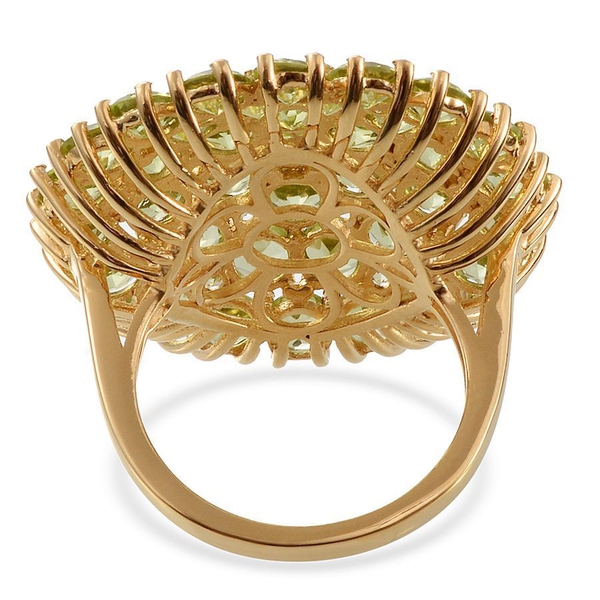Hebei Peridot (Rnd) Cluster Ring in 14K Gold Overlay Sterling Silver 10.250 Ct.