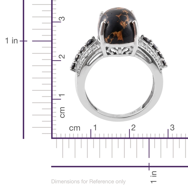 Arizona Mojave Black Turquoise (Ovl 6.00 Ct), Boi Ploi Black Spinel Ring in Platinum Overlay Sterling Silver 6.250 Ct.