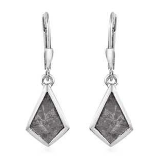 8.50 Ct Meteorite Solitaire Drop Earrings in Platinum Plated Sterling Silver