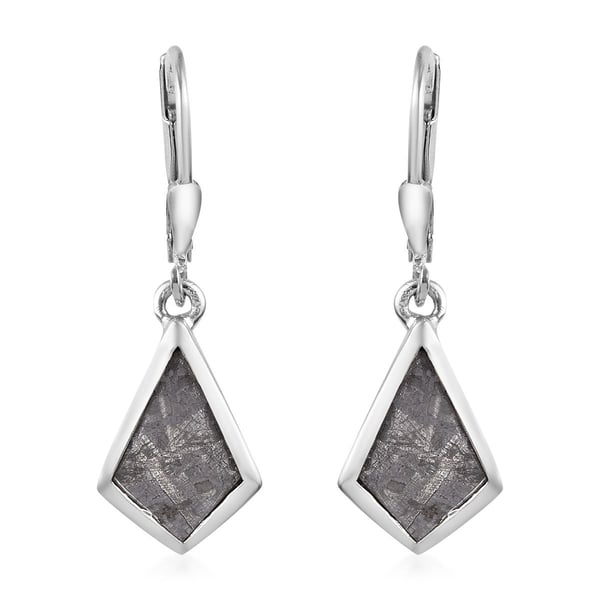 8.50 Ct Meteorite Solitaire Drop Earrings in Platinum Plated Sterling Silver