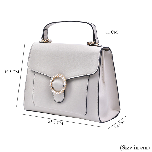 PASSAGE Satchel Bag with Detachable Long Strap (Size 26x20x12 Cm) - Cream