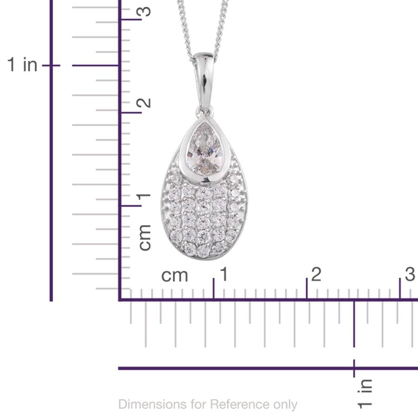 Lustro Stella - Platinum Overlay Sterling Silver (Pear) Pendant With Chain Made with Finest CZ