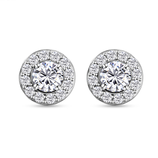 Moissanite Stud Detachable Earrings (With Push Back) in Platinum Overlay Sterling Silver 1.00 Ct.