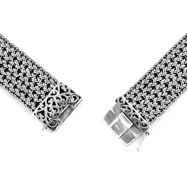 Royal Bali Collection EON 1962 Swiss Movement Sterling Silver Braided Bracelet Watch (Size 7), Silver wt 58.00 Gms