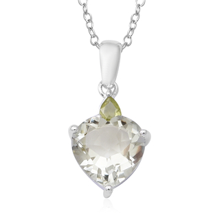 Green Amethyst and Peridot Pendant with Chain (Size 18) in Sterling Silver 2.45 Ct.