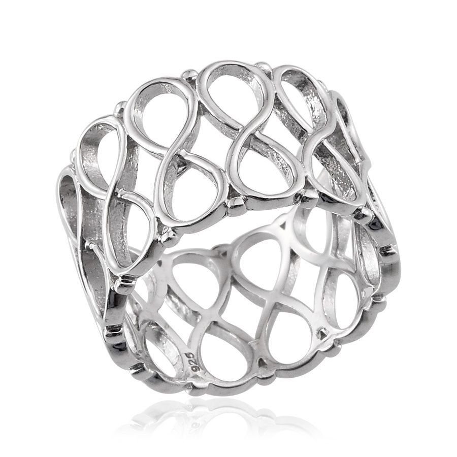 Platinum Overlay Sterling Silver Stackable Infinity Band Ring, Silver wt 5.48 Gms.
