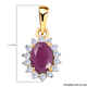Natural Moroccan Ruby and Natural Cambodian Zircon Pendant in 14K Gold Overlay Sterling Silver 1.40 Ct.