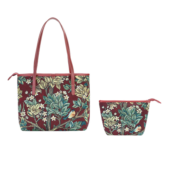 Signare Tapestry - 2 Piece Set William Morris Tree of Life Art Shoulder Bag with Free Matching Make 
