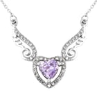 Simulated Alexandrite and White Austrian Crystal Necklace (Size 20) in Stainless Steel