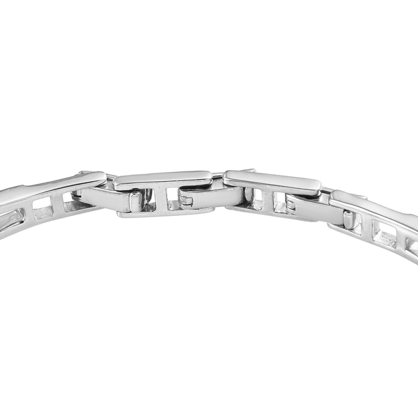 Lustro Stella Platinum Overlay Sterling Silver Adjustable watch Bracelet (Size:6.5-7.5-8) Made with Finest CZ 6.880 Ct, Silver wt.15.50 Gms