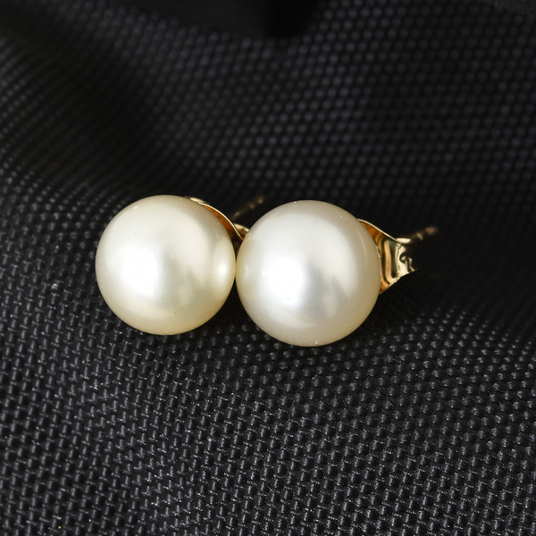 AA White South Sea Pearl Stud Earring in 9K White Gold With Push Back