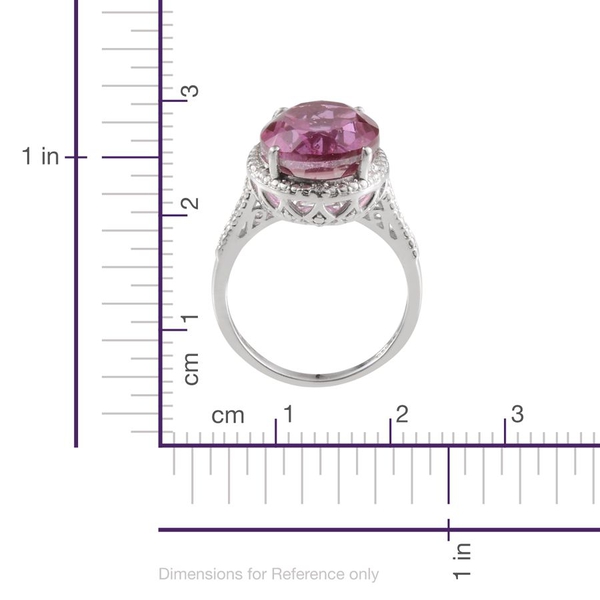 Kunzite Colour Quartz (Ovl 10.25 Ct), Diamond Ring in Platinum Overlay Sterling Silver 10.300 Ct.