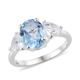 3 Carat Blue Topaz and White Topaz Trilogy Ring in Sterling Silver