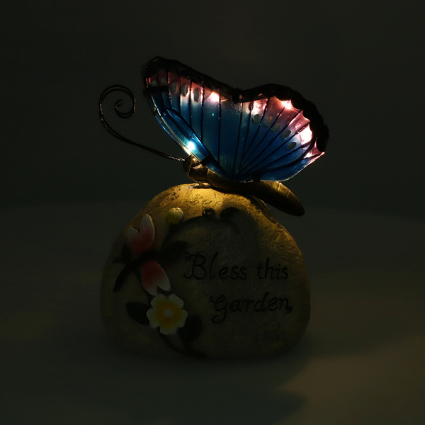 Garden Decorative Butterfly Resin Solar Lamp (Size:16x10x20Cm) - Blue and Purple