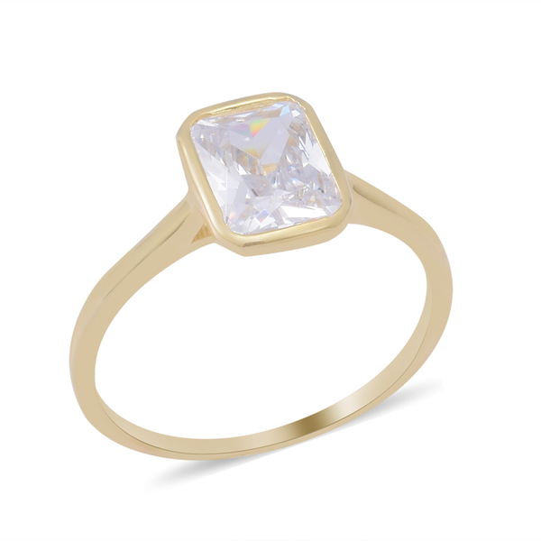 Elanza Simulated White Diamond Ring in Yellow Gold Overlay Sterling Silver