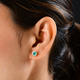 9K Yellow Gold AA Boyaca Colombian Emerald and Diamond Stud Earrings (With Push Back)
