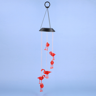 Solar Red Flamingo LED Wind Chime (Size 71.5x12.5 cm)