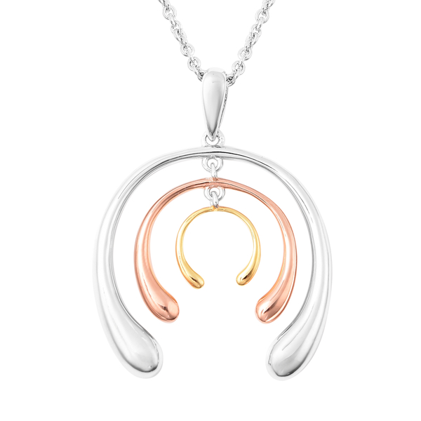 LucyQ Tri-Colour Drip Collection - Rhodium and Tricolour Overlay Sterling Silver Pendant With Chain 