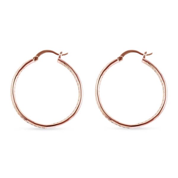 Simulated Diamond (Rnd) Hoop Earrings (with Clasp) in Rose Gold Tone 2.10 Ct.
