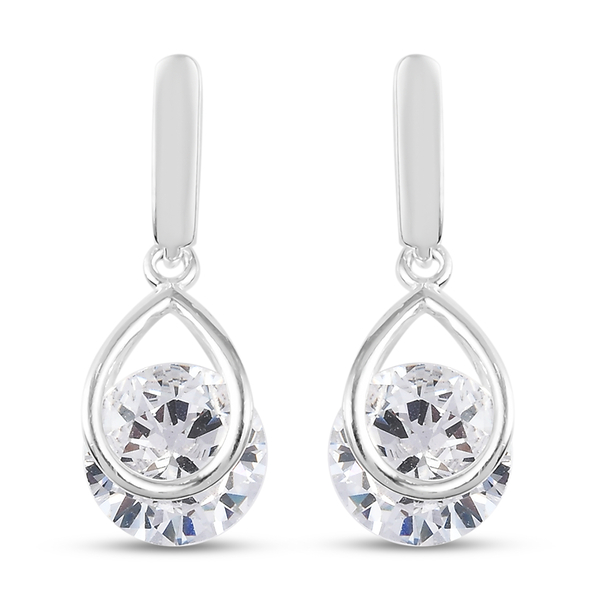Simulated Diamond Dangling Earrings (with Push Back) in Sterling Silver