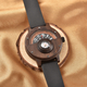 GENOA Japanese Movement Brown Sandalwood Dial Water Resistant Watch with Black Leather Strap